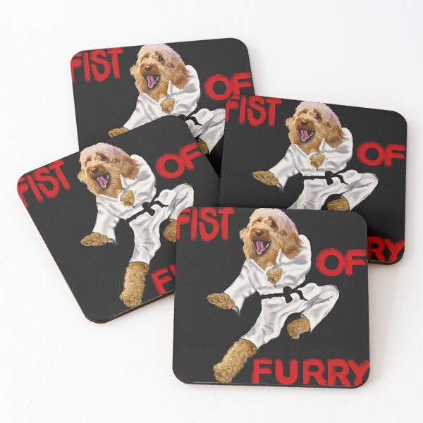 Item preview, Cavapoo Fists of furry starring Kong fu Cava - Karate - martial arts Cavapoo Cavoodle puppy dog  - cavalier king charles spaniel poodle, puppy love designed and sold by Artonmytee.