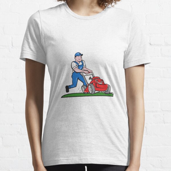 Gardener Mowing Lawn Mower Cartoon Essential T-Shirt