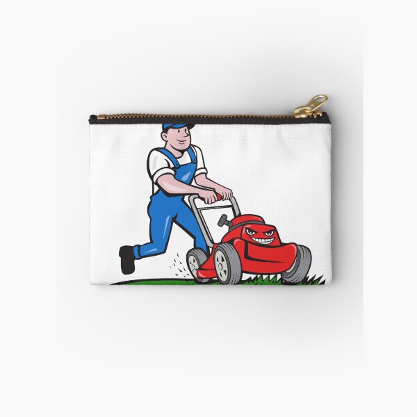 Item preview, Gardener Mowing Lawn Mower Cartoon designed and sold by patrimonio.
