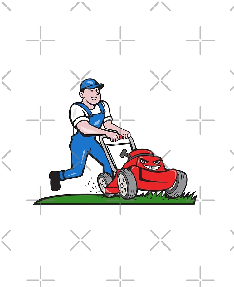 Gardener Mowing Lawn Mower Cartoon iPad Case & Skin for Sale by  patrimonio