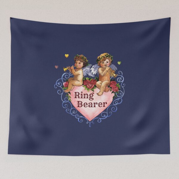 Item preview, Wedding party gift ring bearer angels cherubs heart blue designed and sold by GrammarDance.