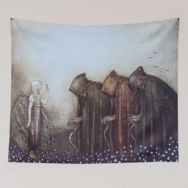 Aperçu de l'œuvre Three witches - the magic key Vintage John Bauer fantasy artwork créée et vendue par Vintage Designs +.