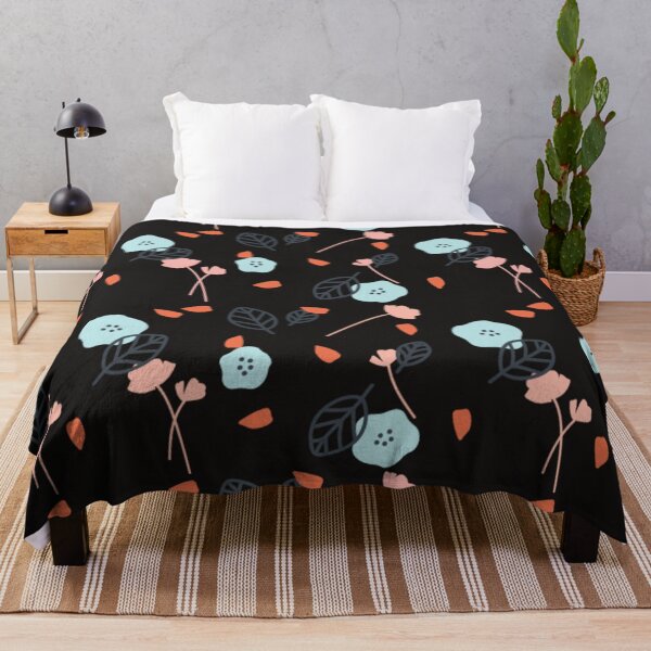 Item preview, Floral peach and blue pattern designed and sold by Shineyarts.