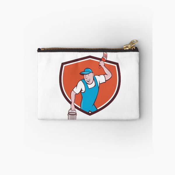 Item preview, House Painter Paintbrush Paint Bucket Crest Cartoon designed and sold by patrimonio.