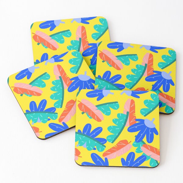 Primary Floral Coasters (Set of 4)