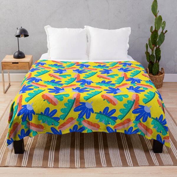 Primary Floral Throw Blanket