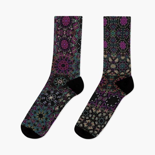 Item preview, Black Rainbow Multicolor Mandala Neon designed and sold by GloomyLand.