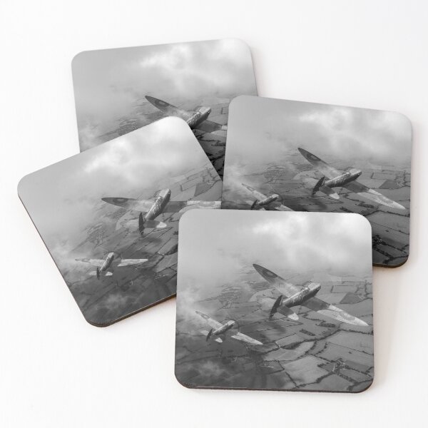 Item preview, Spitfires among low clouds B&W version designed and sold by Flight Artworks.
