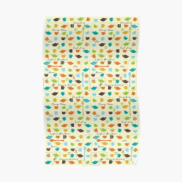 tea pots and cups small design Poster