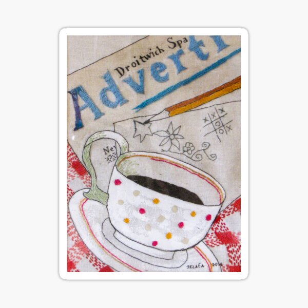 embroidered morning coffee Sticker