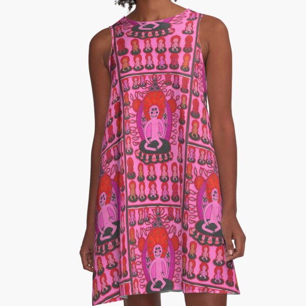 Pink Buddhist Meditation Piece A-Line Dress