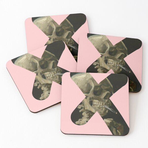 Item preview, van gogh smoking skeleton pink minimalist designed and sold by Maggie Hall.