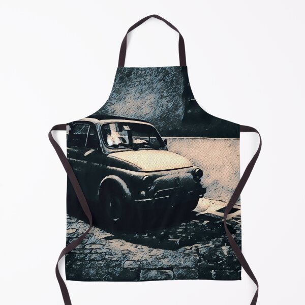 Item preview, A classic Fiat 500 car on a cobbled Italian street at night designed and sold by Retro Futurist.