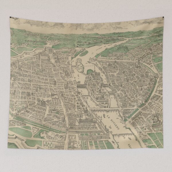 Item preview, Vintage Pictorial Map of Paris France (1890) designed and sold by BravuraMedia.