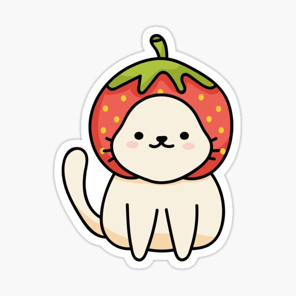 "Strawberry Cat Cute" Sticker by Saad98 Redbubble