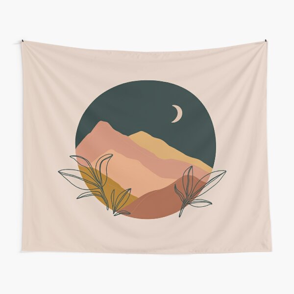 Minimal Earth Tone Mountains Tapestry