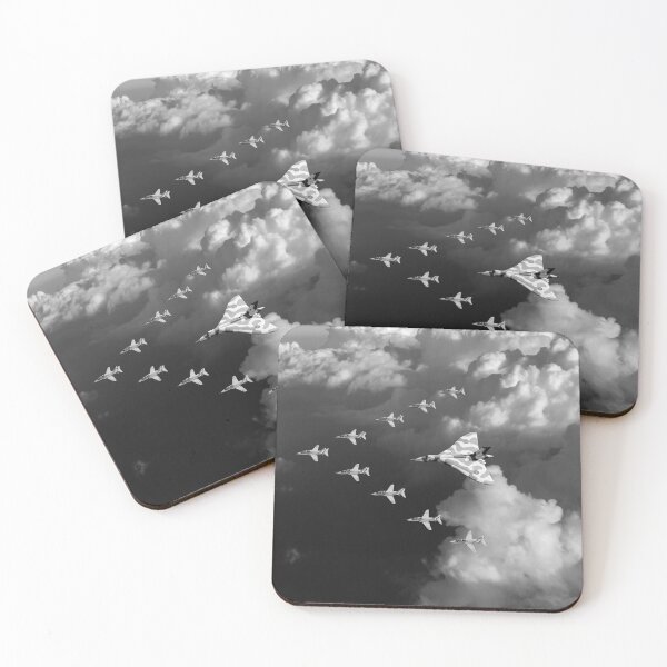 Item preview, Red Arrows and Avro Vulcan above clouds, B&W version designed and sold by Flight Artworks.