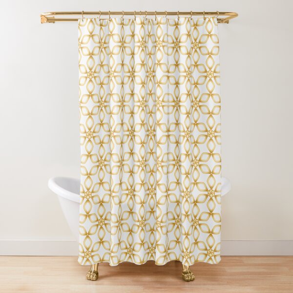 color white and gold / gold Shower Curtain