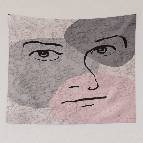 Item preview, Abstract Face design on pink background. decorating, interiors designed and sold by jayne0524.