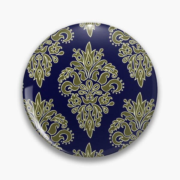Artikelvorschau, Damast Blue Olive Vintage Muster entworfen und verkauft von Julie Erin Designs.