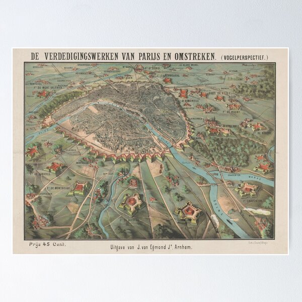 Item preview, Vintage Paris France Environs Map (1870) designed and sold by BravuraMedia.