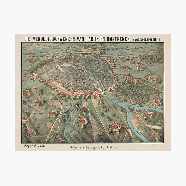 Item preview, Vintage Paris France Environs Map (1870) designed and sold by BravuraMedia.