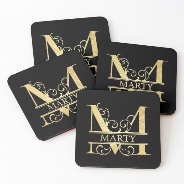 Marty Name - Monogram Letter M The Name Marty Gift For Marty Coasters (Set of 4)