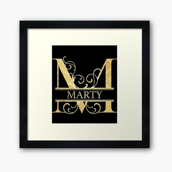 Marty Name - Monogram Letter M The Name Marty Gift For Marty Framed Art Print