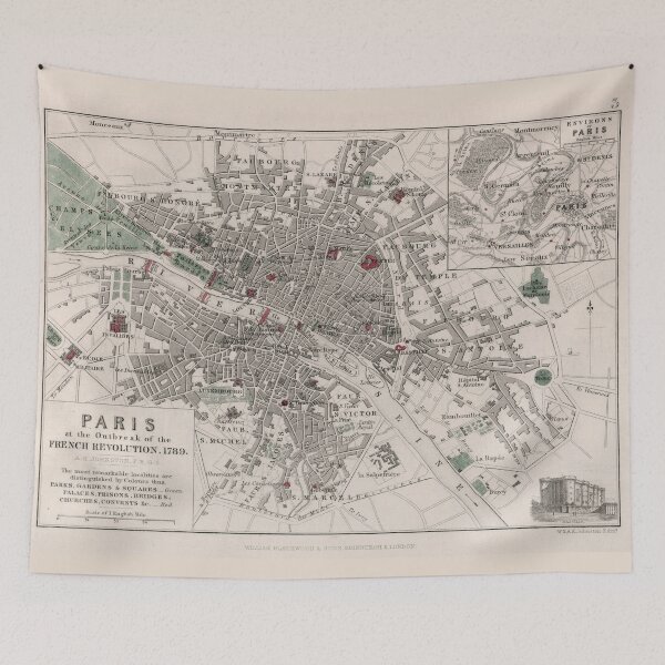 Item preview, Vintage Map of Paris France (1789) designed and sold by BravuraMedia.