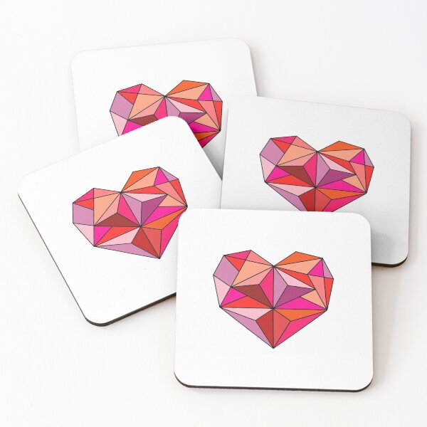 Item preview, Pink geometric lined heart designed and sold by SilverSquirrels.