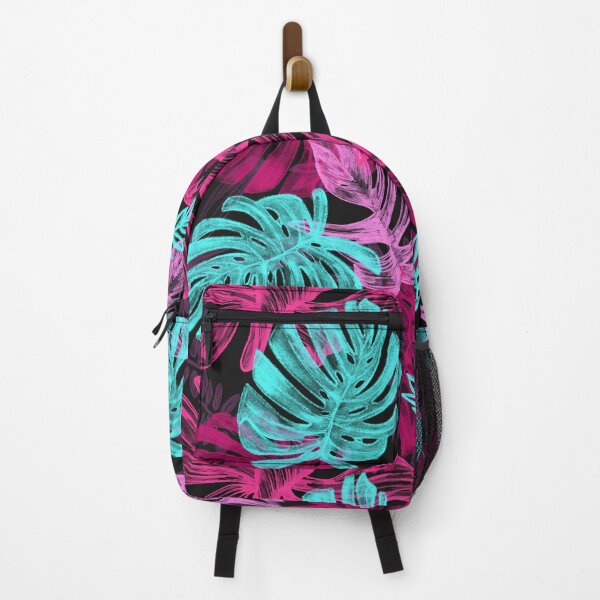 Item preview, Tropical pattern - neon green fuchsia and pink leaves print designed and sold by Cravagnati.