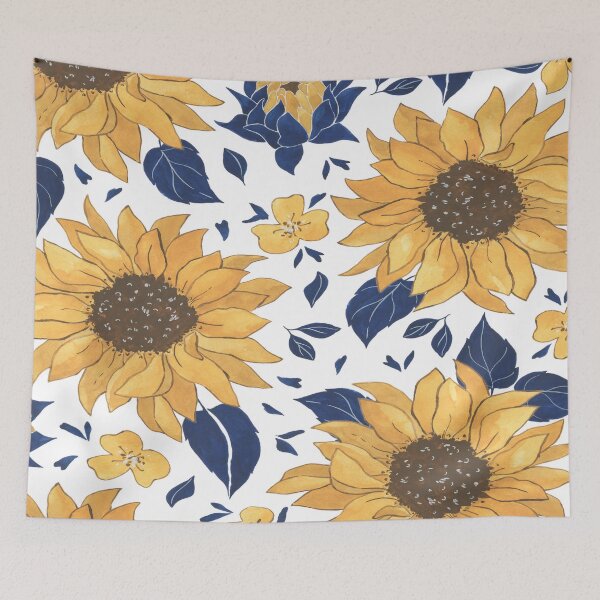 Item preview, Orange and blue floral pattern designed and sold by Increase Muoneke.