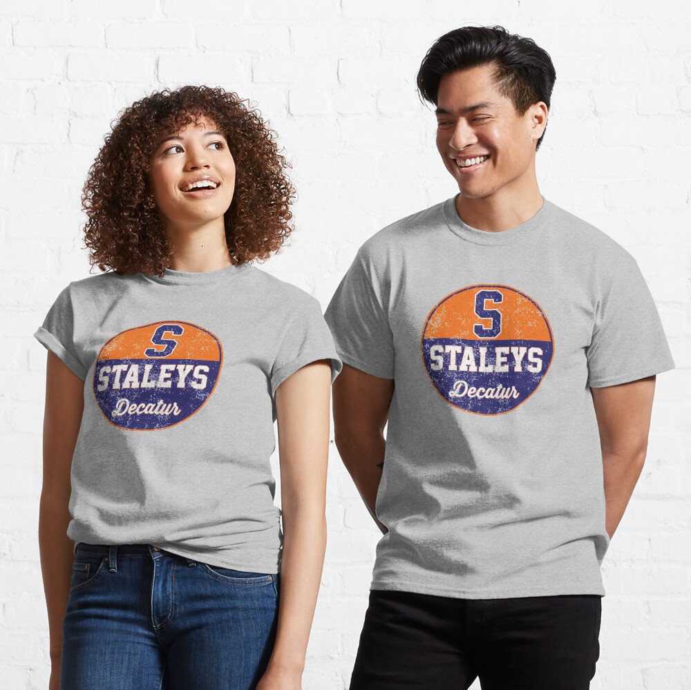 Hyper Than Hype Shirts Decatur Staleys Distressed Logo Shirt - Defunct Football Team - Celebrate Chicago Heritage and History - Hyper Than Hype M / Orange Shirt