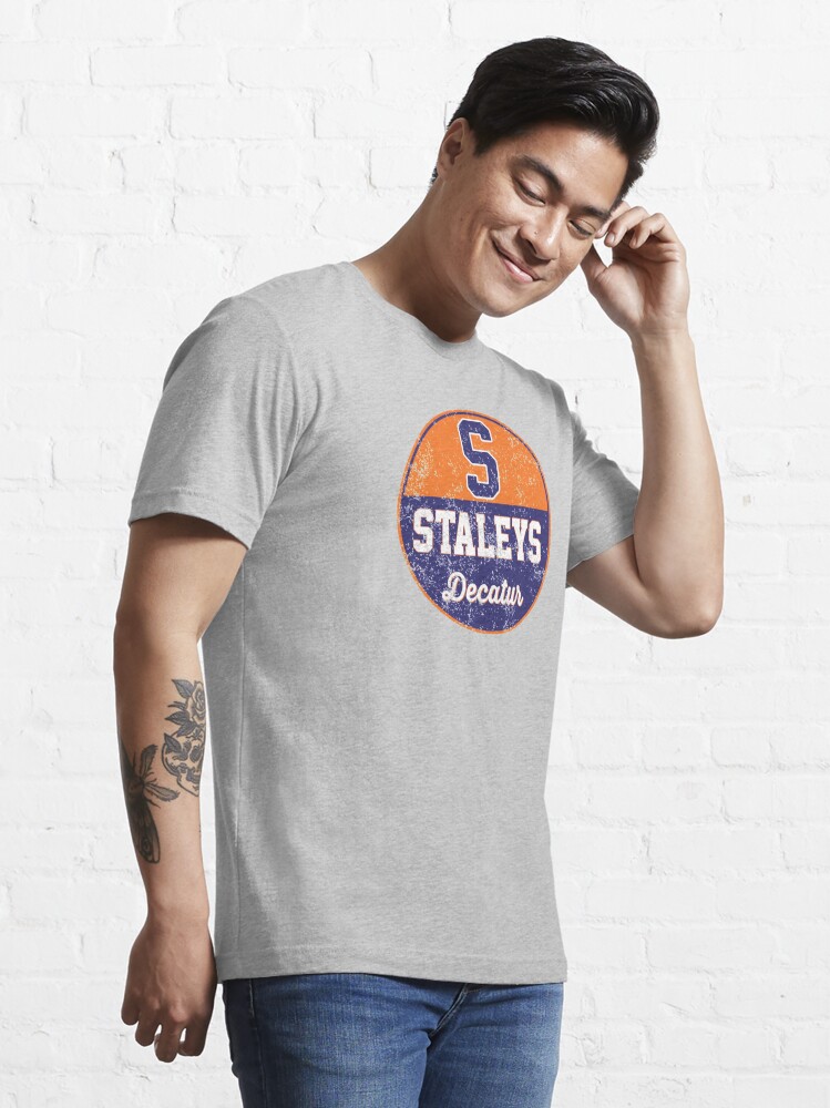 Hyper Than Hype Shirts Decatur Staleys Distressed Logo Shirt - Defunct Football Team - Celebrate Chicago Heritage and History - Hyper Than Hype M / Orange Shirt