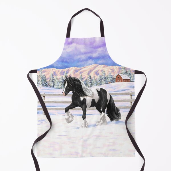 Item preview, Black Pinto Piebald Gypsy Vanner Draft Horse In Snow designed and sold by csforest.