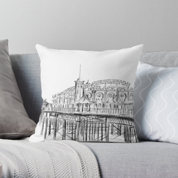 Brighton Pier illustration - Brighton Palace Pier Throw Pillow