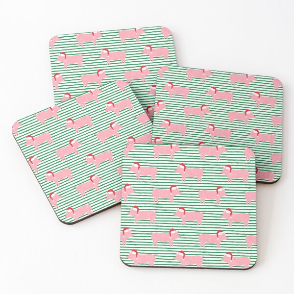 Item preview, Christmas Pigs - Holiday Farm - green stripes designed and sold by littlearrow.