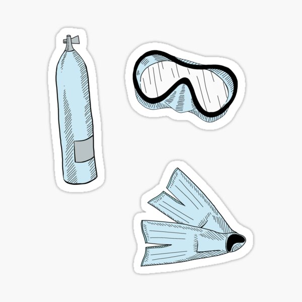 Artikel-Vorschau von Blaue Aufkleberpackung für Tauchausrüstung, designt und verkauft von Abbygcarter.