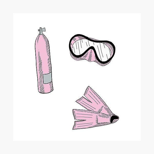 Item preview, pink scuba gear sticker pack designed and sold by Abbygcarter.