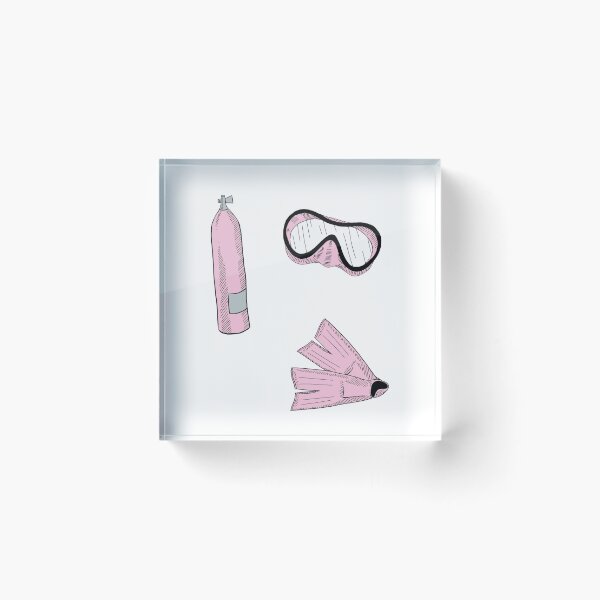 Item preview, pink scuba gear sticker pack designed and sold by Abbygcarter.
