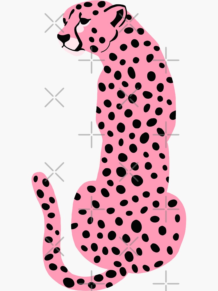 Cute girly Chic fuschia pink Teal Cheetah Print' Sticker