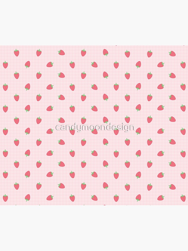 Strawberry Pastel Pink Gingham Kawaii Cute Cottagecore Aesthetic Tapestry