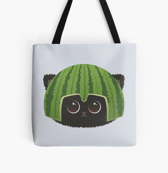 Tote Bag Chat De Casque De Pasteque Mignon Par Rzvcereno Redbubble