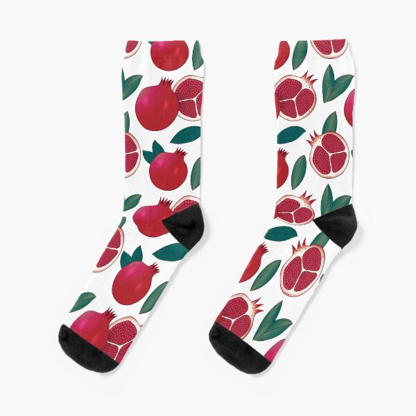 Pomegranate with dark blue leaves seamless pattern Socks