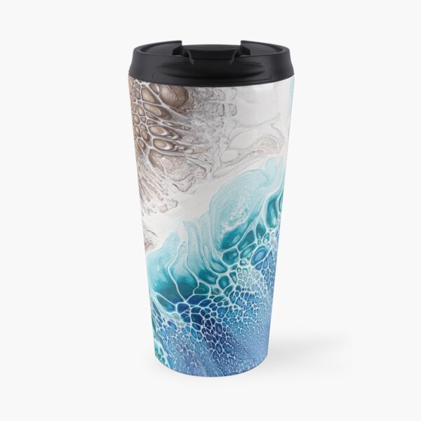 Beach / Ocean Inspired Fluid Art Travel Mug