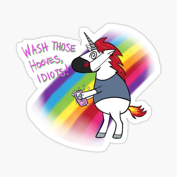 Sticker Edition - Horny The Unicorn - Wash Those Hooves Sticker