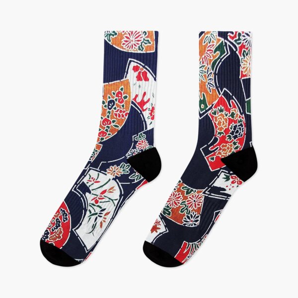 Item preview, COLORFUL FLORAL JAPANESE FANS IN INDIGO BLUE designed and sold by BulganLumini.