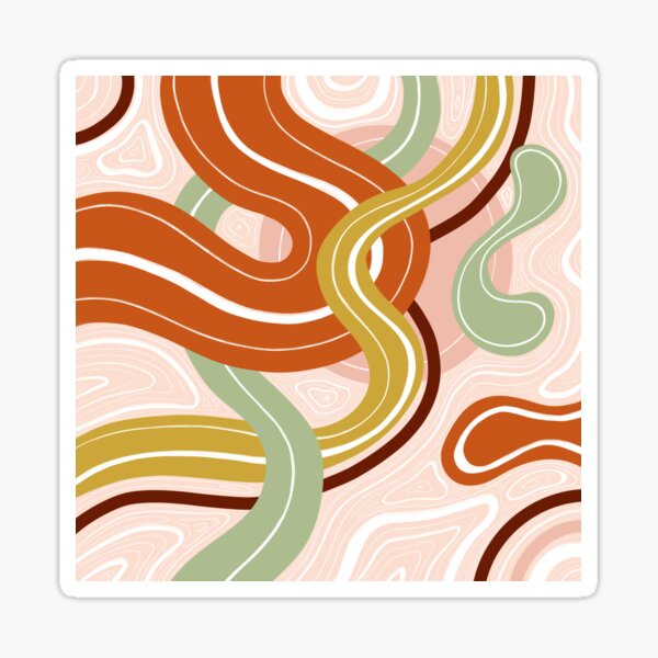 Mustard Yellow, Rust, and Mint Lines Sticker