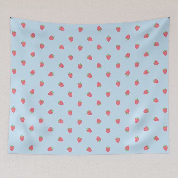 Item preview, Strawberries Kawaii Cute Pastel Blue Cottagecore Aesthetic designed and sold by candymoondesign.