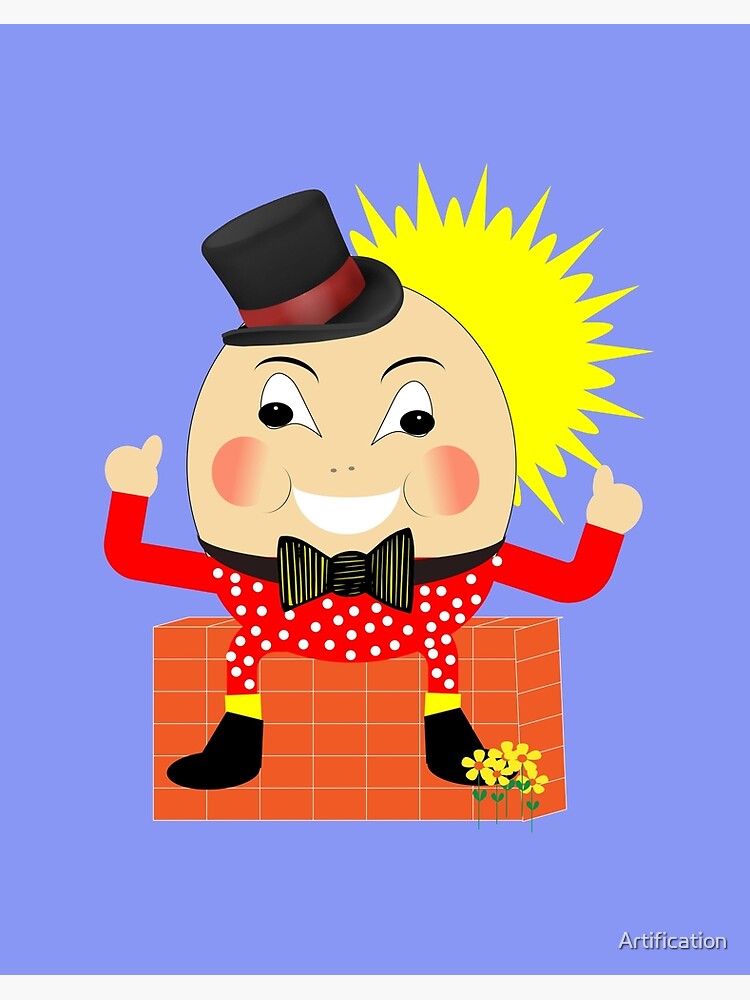 Humpty Dumpty Sat On A Wall Cute Kids Nursery Rhyme Character Art